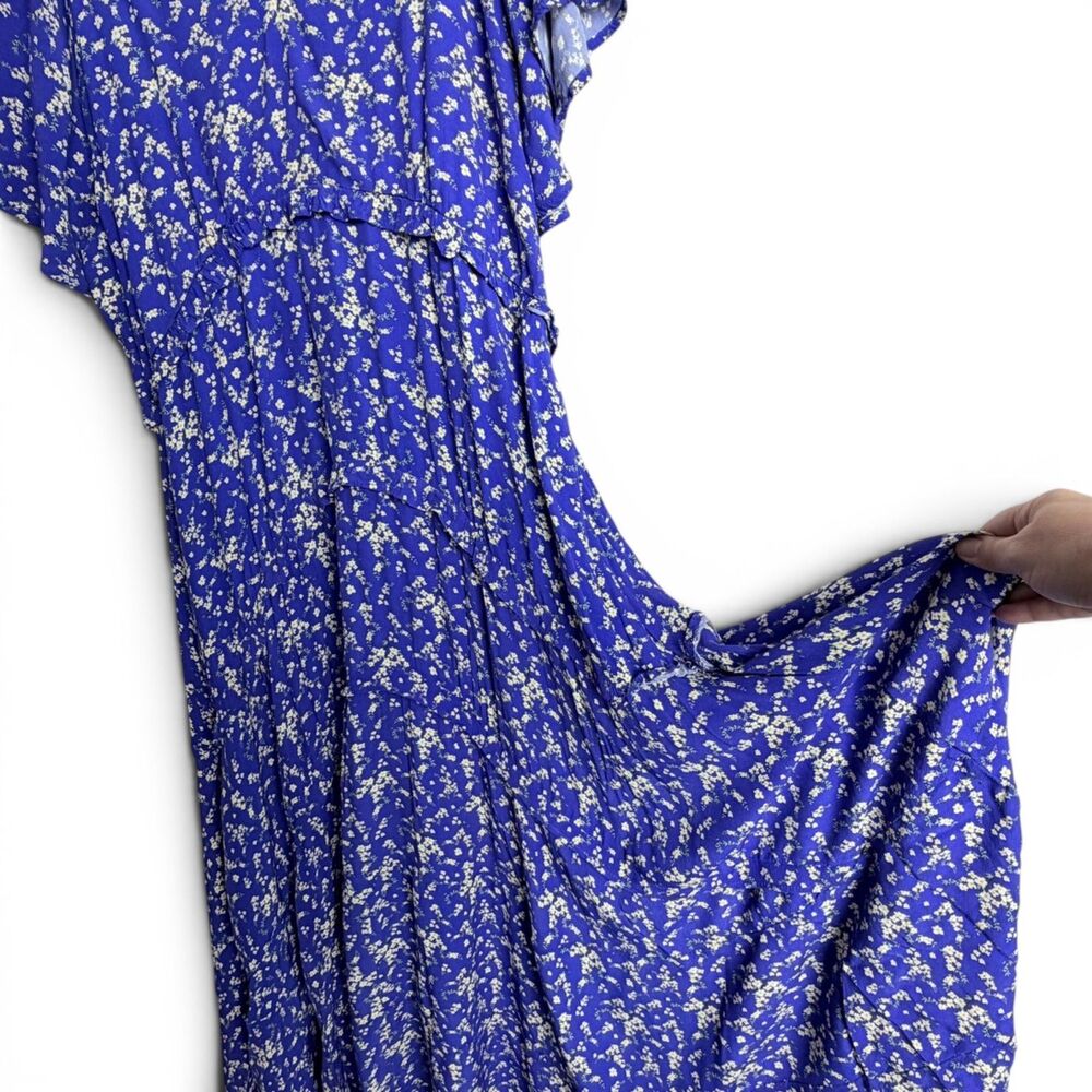 blue floral maxi dress xl cottagecore prairie boho flowy romantic whimsical chic - Picture 2 of 6